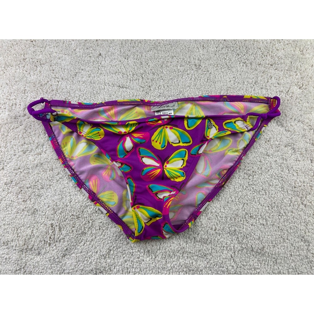 Kira Bikini Bottom Womens Large Butterfly Print Swim Side Ring Beach Bathing Sui